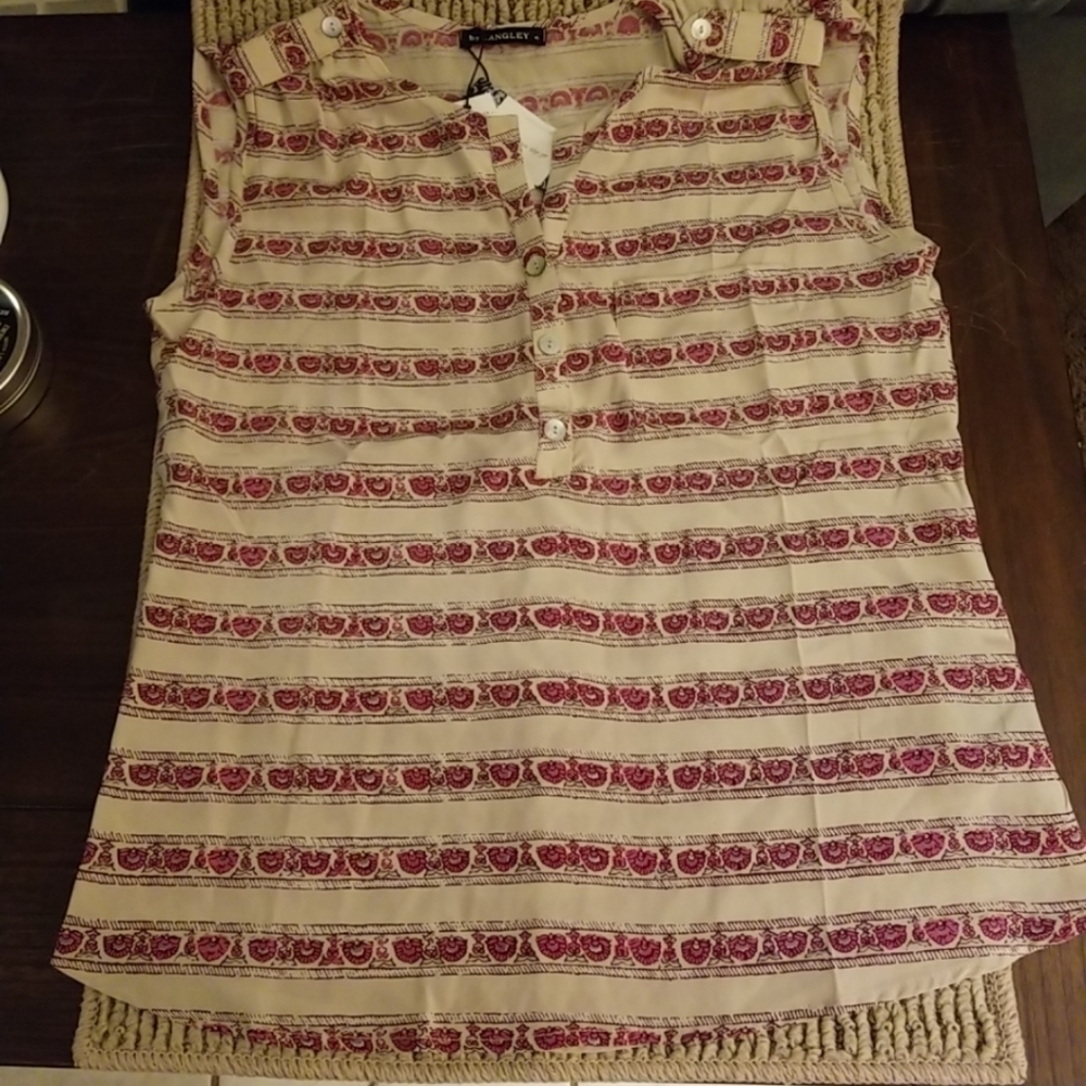 by Langley McKinney sleeveless silk Henley